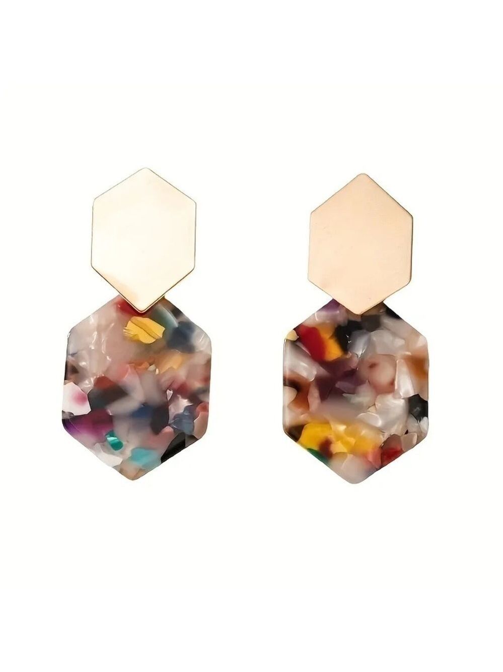 Hexagon Shape Acrylic Dangle Earrings